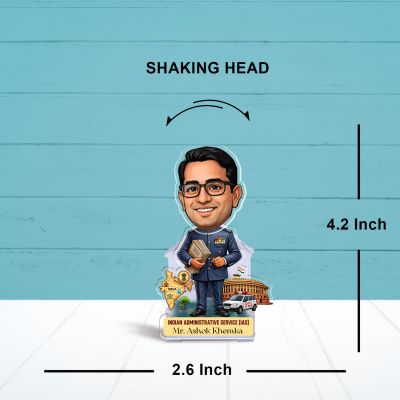 Personalized Indian Administrative Service (IAS) Caricature for Car Dashboard Gift for IAS Officers & Aspirants Professional Gift for Civil Servants Solar Powered Shaking Head